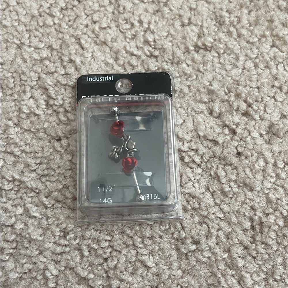 NWT Pierced Nation Industrial Red Rose Earring